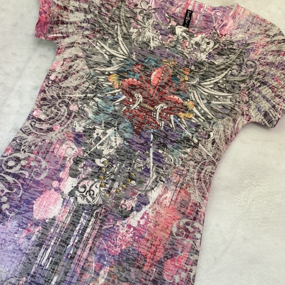 Multi Color Sublimated Fleur De Lis T-Shirt - Picture 4 of 9